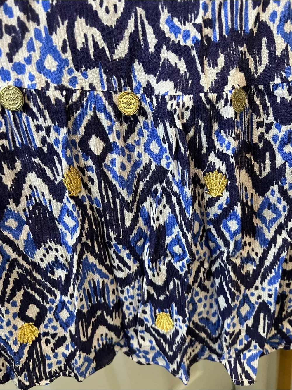 Lilly Pulitzer Blue Patterned Off-Shoulder Dress